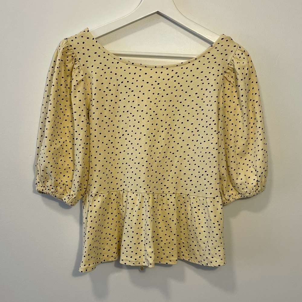 𝅺Urban Outfitters Puffy Sleeve Peplum Blouse - Picture 3 of 13